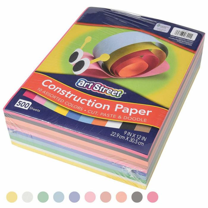 Art |   Art Street Lightweight Construction Paper, Assorted Colors, Value Pack – 500 Pages