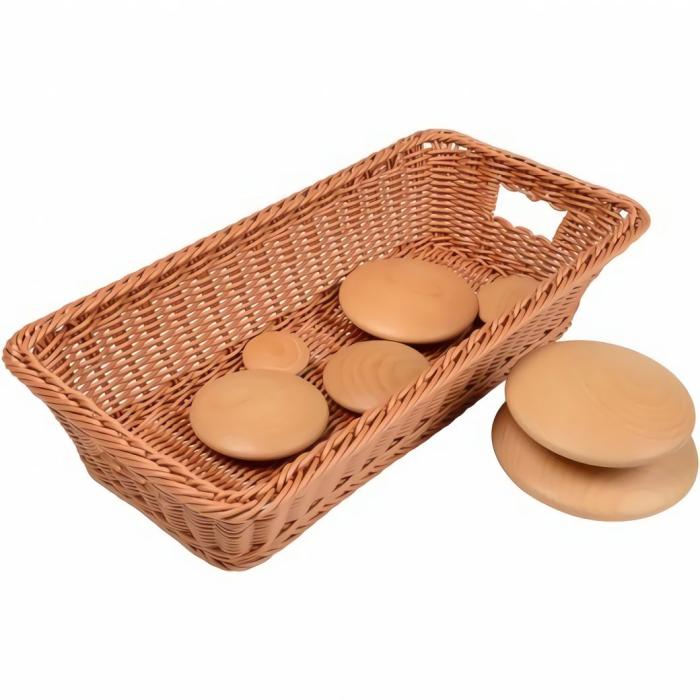 Building And Construction |   Natural Wooden Buttons W/Basket