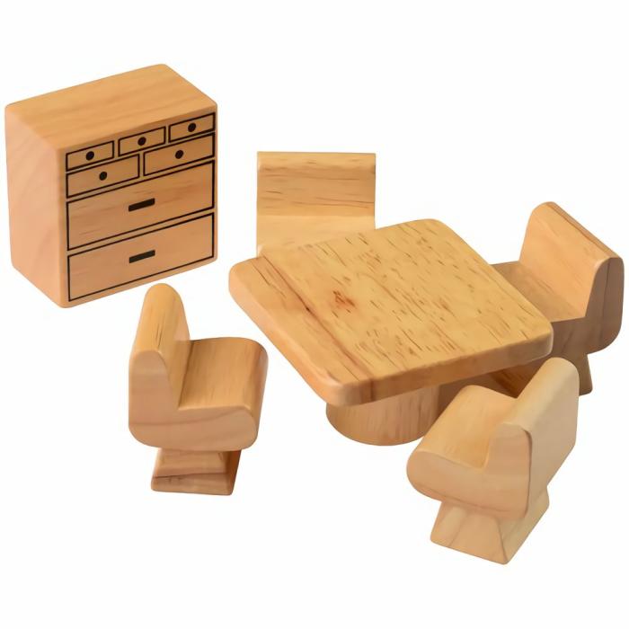 Dollhouses And Play Sets |   Hardwood Doll House Furniture – Dining Room