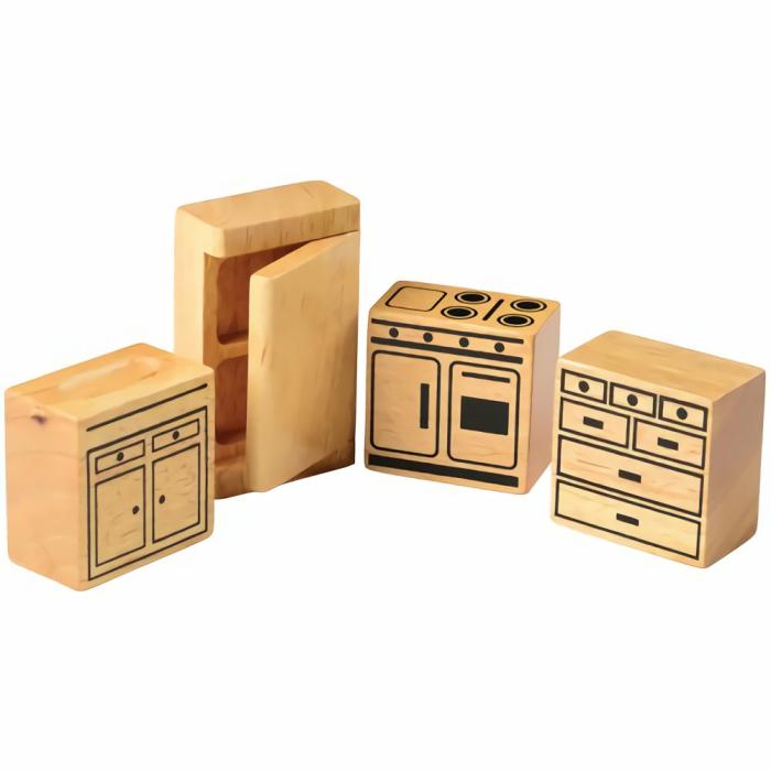 Dollhouses And Play Sets |   Hardwood Doll House Furniture – Kitchen