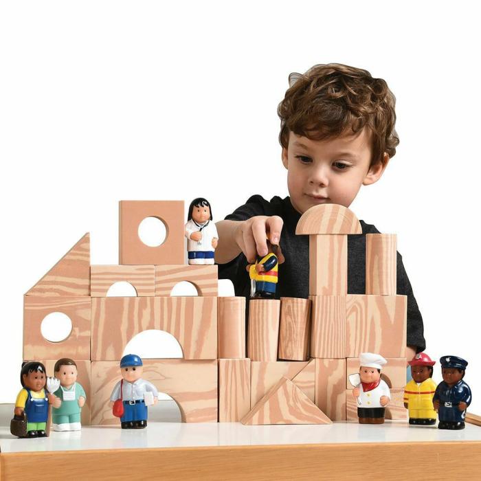 Dollhouses And Play Sets |   Wood-Look Foam Blocks With Soft Community Helpers (108 Pieces)