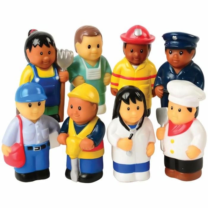 Dolls And Accessories |   Set Of 8 Community Workers 3" Tall