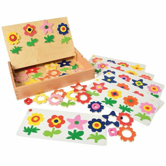 Fine Motor |   Magnetic Match & Make Flowers With Wooden Storage Box