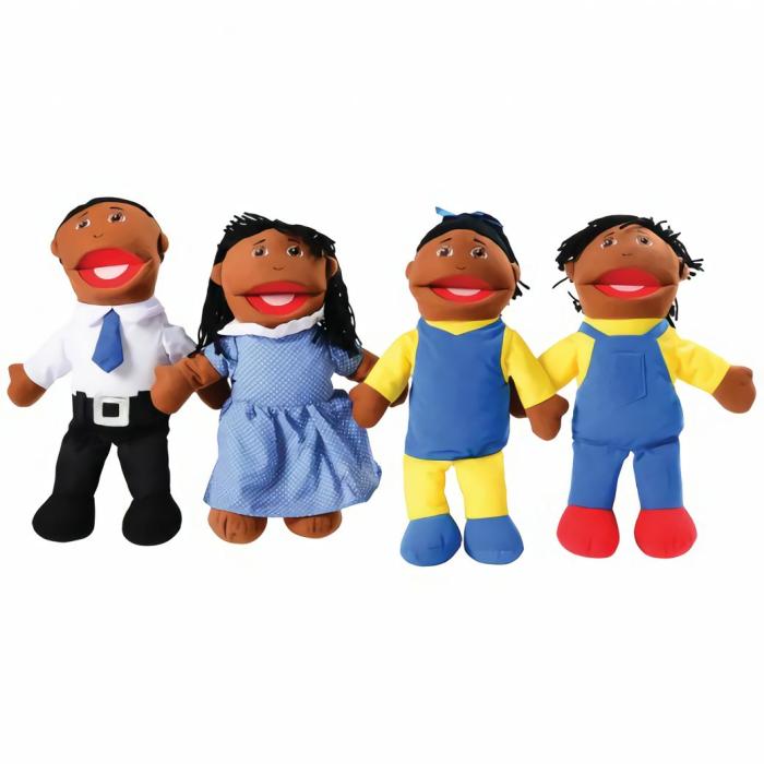 Puppets And Prop Sets |   Full Bodied Open Mouth Puppets – African American Family