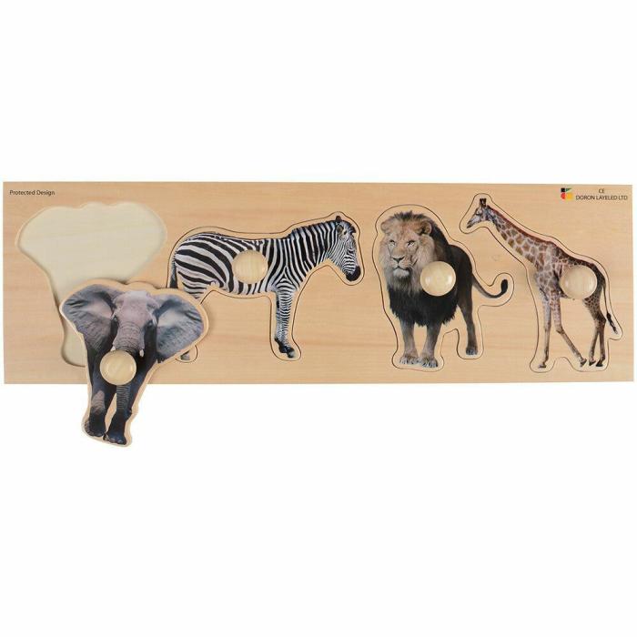 Puzzles |   Extra Wide Knobbed Puzzle – Wild Animals