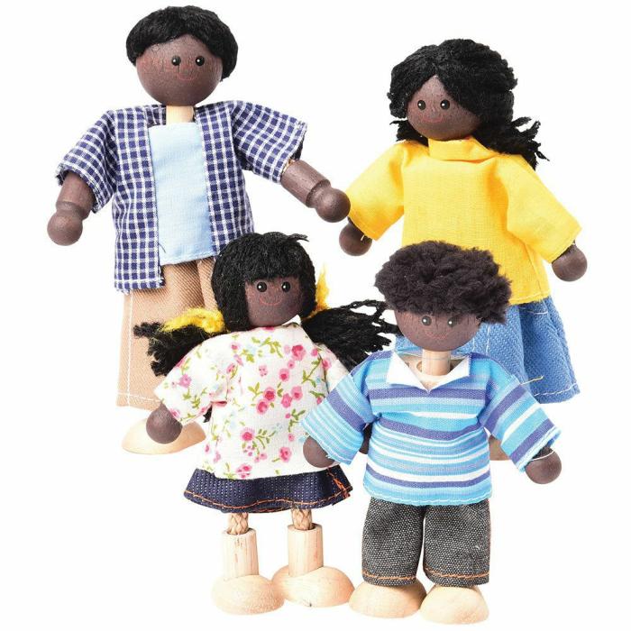 Dollhouses And Play Sets |   Posable Dark Skin Family